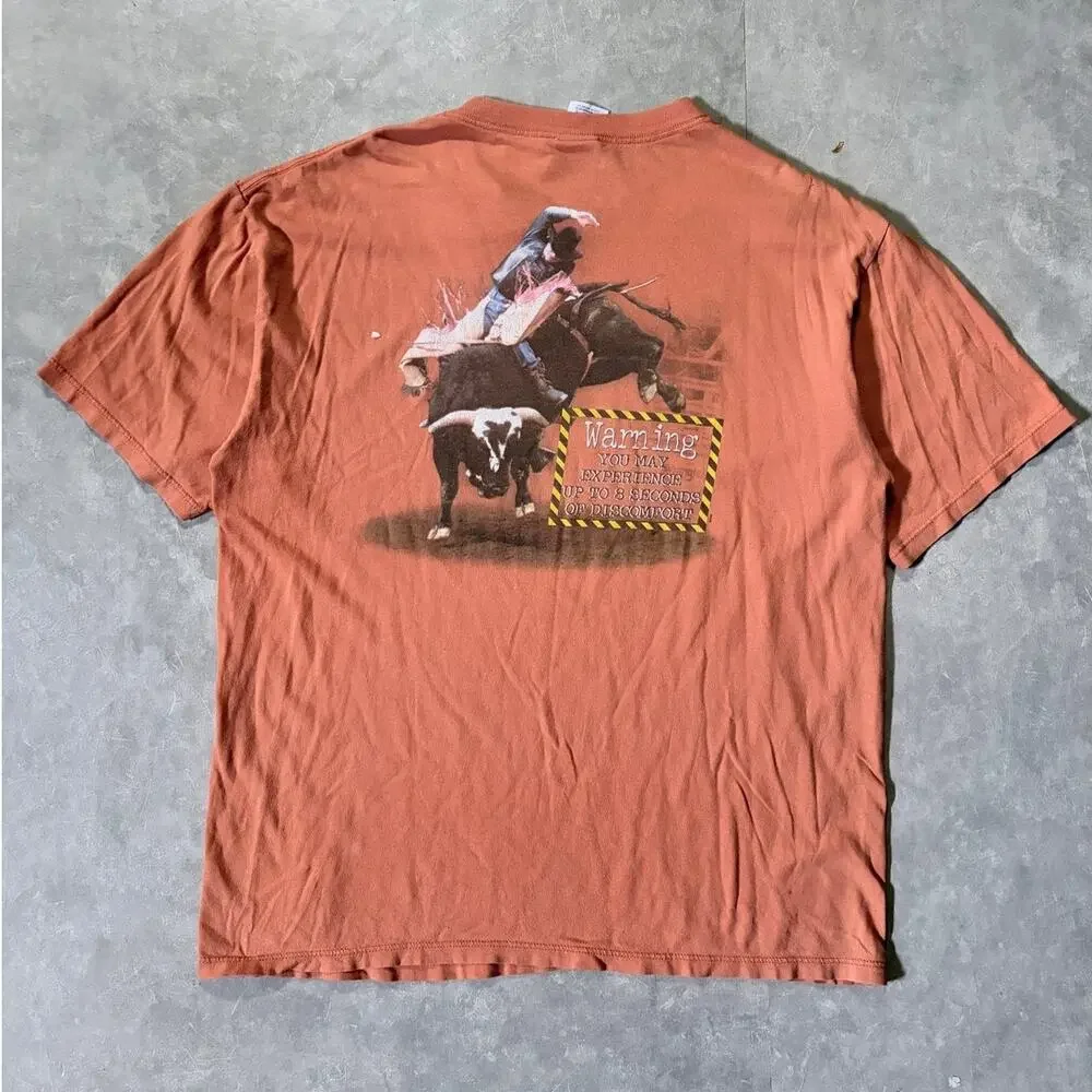 90s Vintage Wrangler Bull Riding Orange T Shirt -XL